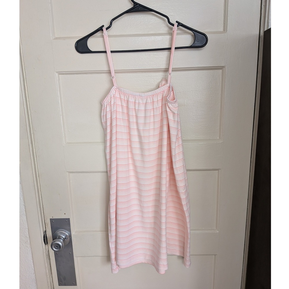 LAKE Pajamas Pink White Striped Pima Cotton Ruffle Dress Nightgown Small - Picture 5 of 5